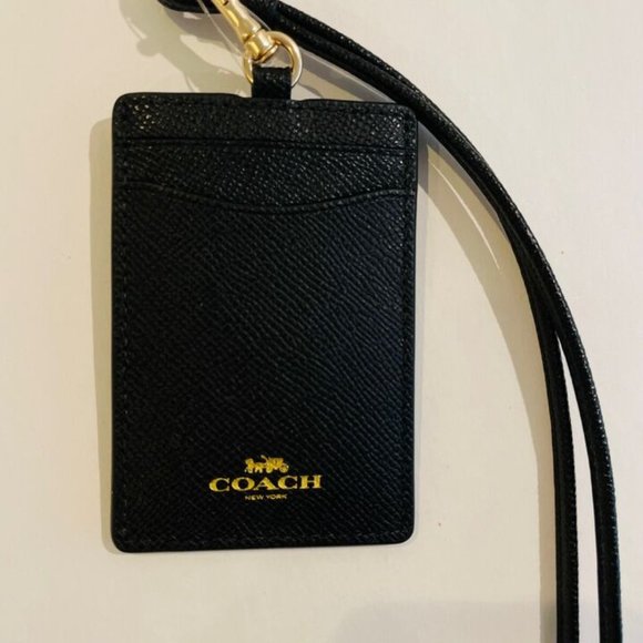 Coach Badge ID Lanyard Holder in Signature Canvas w/leather Black - Picture 3 of 5